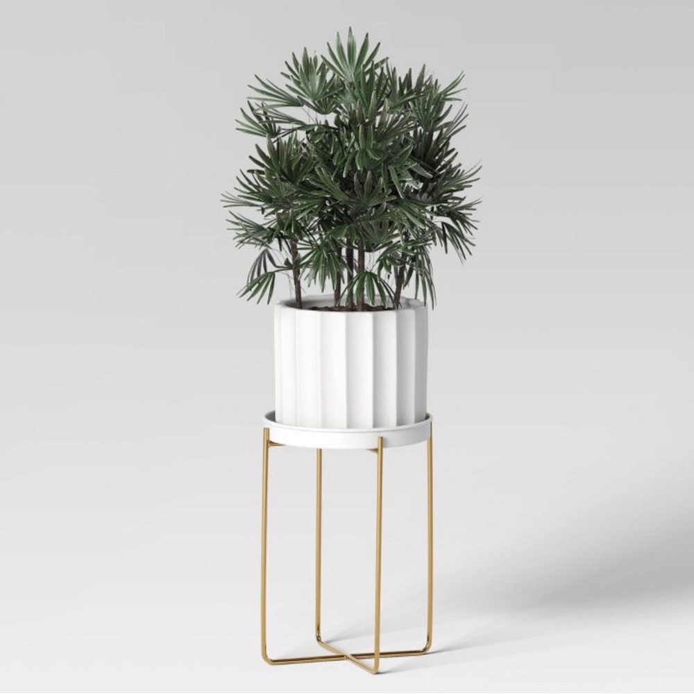 THRESHOLD NEW iron/brass plant stand -white